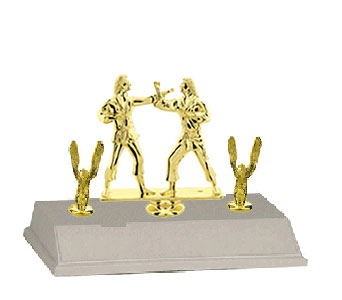 Female Sparring Base and Topper Martial Arts Trophy with added trim.