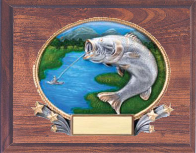 3D409 9 X 12 Cherry Finish Fishing Plaque