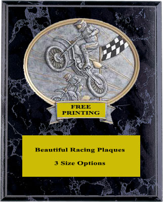 54358BMV Motocross Racing Resin Plaque on Black Marble Finish