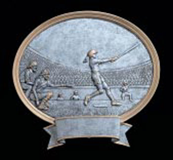 Resin women's softball plaque.