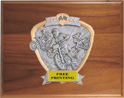 58358GWH Motocross Plaque on Genuine Walnut