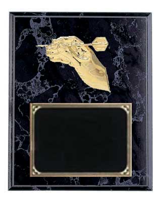 Darts Plaque in Black Marble Finish with Deluxe Engraving Plate