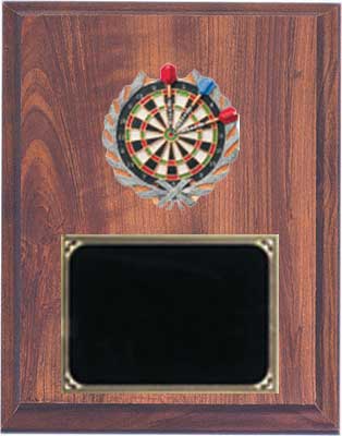 Darts Plaque in Cherry Finish with Deluxe Engraving Plate