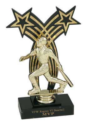 Small Trophy with Crossed Stars Backdrop