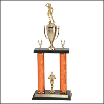 Big Bodybuilding Trophies and Lifting Trophies with Double Posts