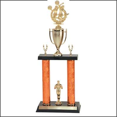 2DPC Cheerleader Trophies with double posts and stacked column design