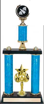 2DPS Cheerleader Trophies with double posts and stacked column design