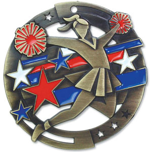 Large Enamel Cheerleader Medal 