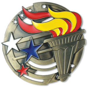 Large Enamel Torch Medal