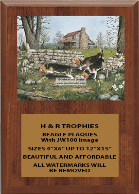 Beagle Field Trial Plaques with the beautiful images of artist John Ward