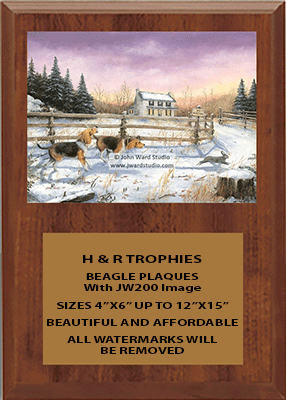 Beagle Field Trial Plaques with the beautiful images of artist John Ward