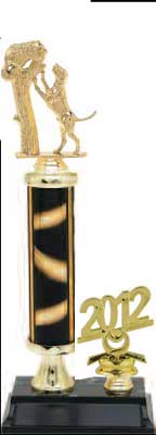 R2R Dog Trophies with a single round column, riser and trim.