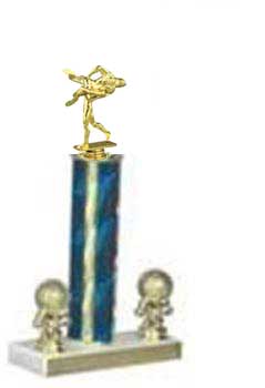 Wrestling Trophies, Boxing Trophies, Single Round Column, Two Trim Figures