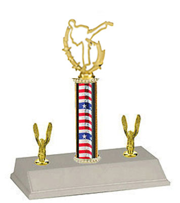 R3-90875 Martial Arts Trophy with Double Trim Choose heights of 8