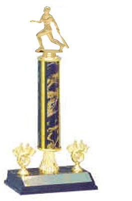 Single Round Post Trophy with Riser and Double Trim