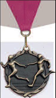 Track Relay Medal with Neck Ribbon Available in Male or Female