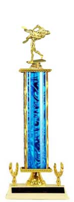 Wrestling Trophy, Boxing Trophy,Rectangular Single Column, Riser, Two Trim Figures