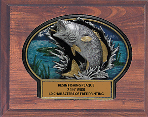 Burst Thru Fishing Plaque in Cherry Finish