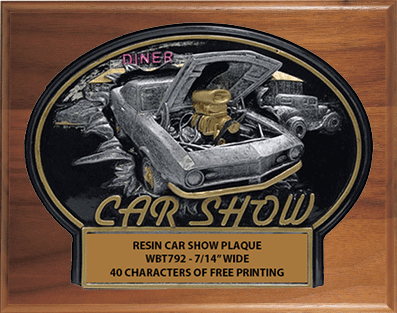 Diner Car Show on an 8 X 10 Genuine Walnut Plaque