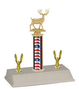 R3 Archery Trophies with a single round column and trim figures.