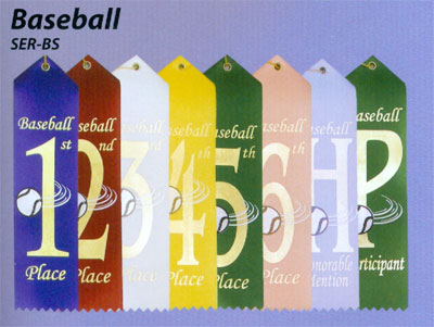 Pre-Printed Baseball Ribbons will Ship Same or Next Day