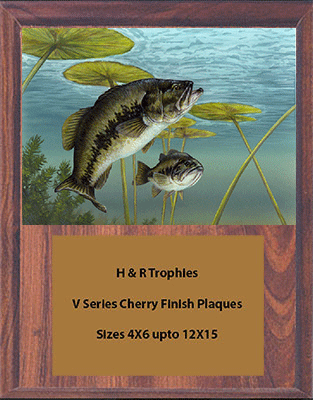 Cherry Finish Bass Fishing Plaques