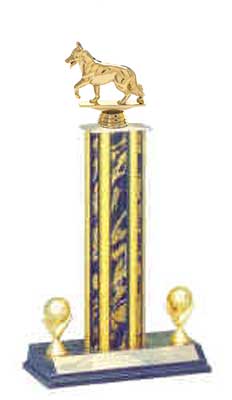 S3 Dog Trophies with a single rectangular column and trim.