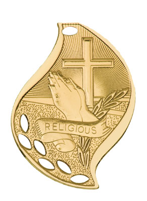 FM-215 Series, 2 1/4 inches Flame Design Religious Medals as Low as $1.40 with neck ribbons