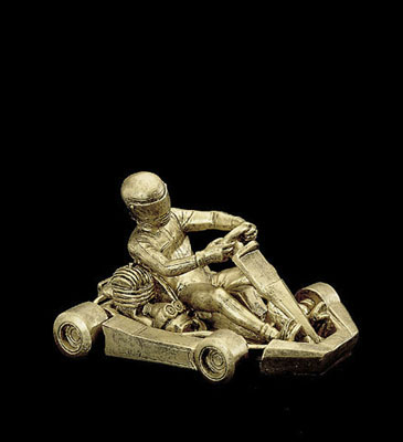 Resin Go Kart Statue in Gold or Pewter Color (50805)