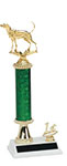 R2R Coon Dog Bench Show Trophies with a single round column, riser and trim.