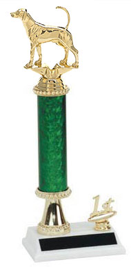 R2R Foxhound Field Trial Trophies with a single round column, riser and trim.