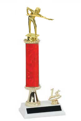 Single Column Billiard Trophy with Riser and Trim Figure