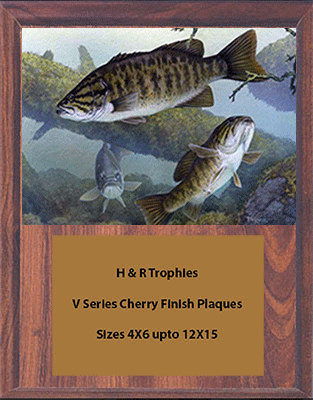 Cherry Finish Bass Fishing Plaques