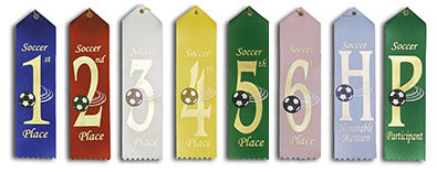 Pre-Printed Soccer Ribbons will Ship Same or Next Day