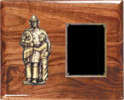 Solid Walnut Fireman Plaque Award F4