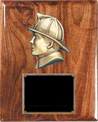 Solid Walnut Fireman Plaque Award
