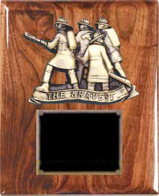 Solid Walnut Fireman Plaque Award SWFL-120-28