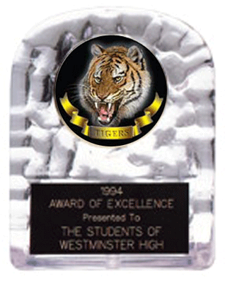 School Spirit Mascot Trophies in Three Sizes