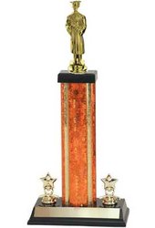 S3 Scholastic Trophies single rectangular column, double trim