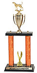 Two Post Coonhound Bench Show Trophy with Cup 2pc
