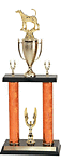 Two Post Foxhound Field Trial Trophies with Cup 2pc