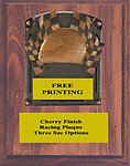 54765CFV Resin Racing Helmet Plaque on a Cherry Finish Plaque