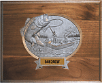 Fishing Plaque in Genuine Walnut