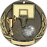 Tri-Colored Basketball Medals TR211 with Neck Ribbons