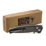 Bison River Black Button Lock Folding Knife with Clip