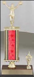 R2R Cheerleader Trophies with a single column, riser and trim.