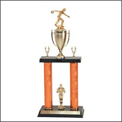 2DPC Bowling Trophies are a double post trophy with a stacked design.