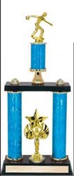2DPS Bowling Trophies are a double post trophy with a stacked design.