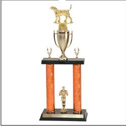 2DPC Dog Trophies with double posts with cup
