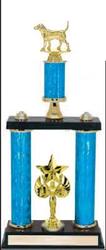 2DPS Dog Trophies with double posts and stacked column design
